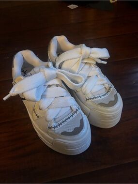 Naked Wolfe White and Gray Platform Sneakers